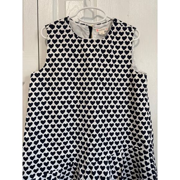 J Crew Crewcuts White and Navy Blue Heart Print Sleeveless Dress Girls Size 10 - Picture 2 of 7